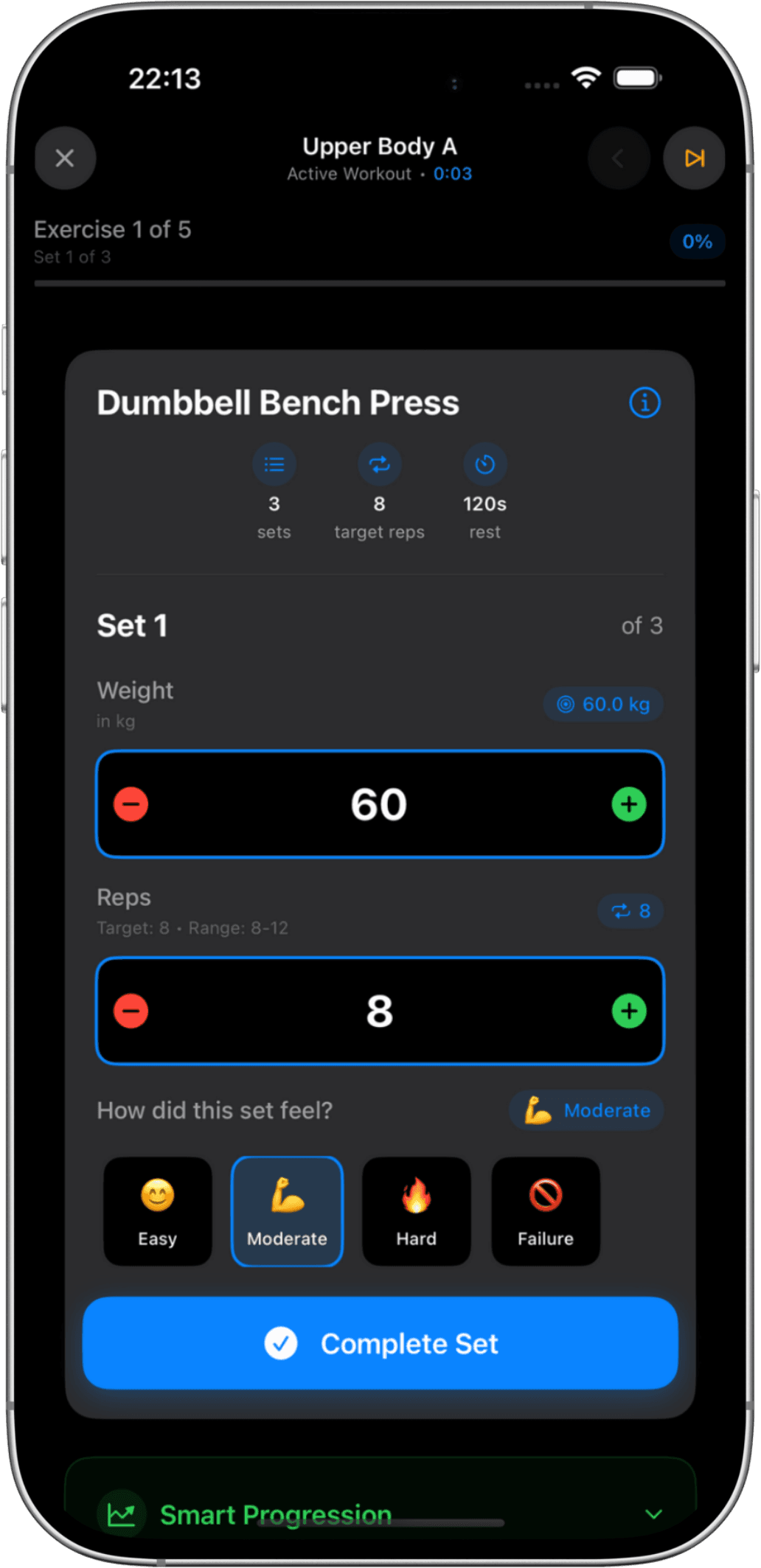 Progressive overload tracking mockup